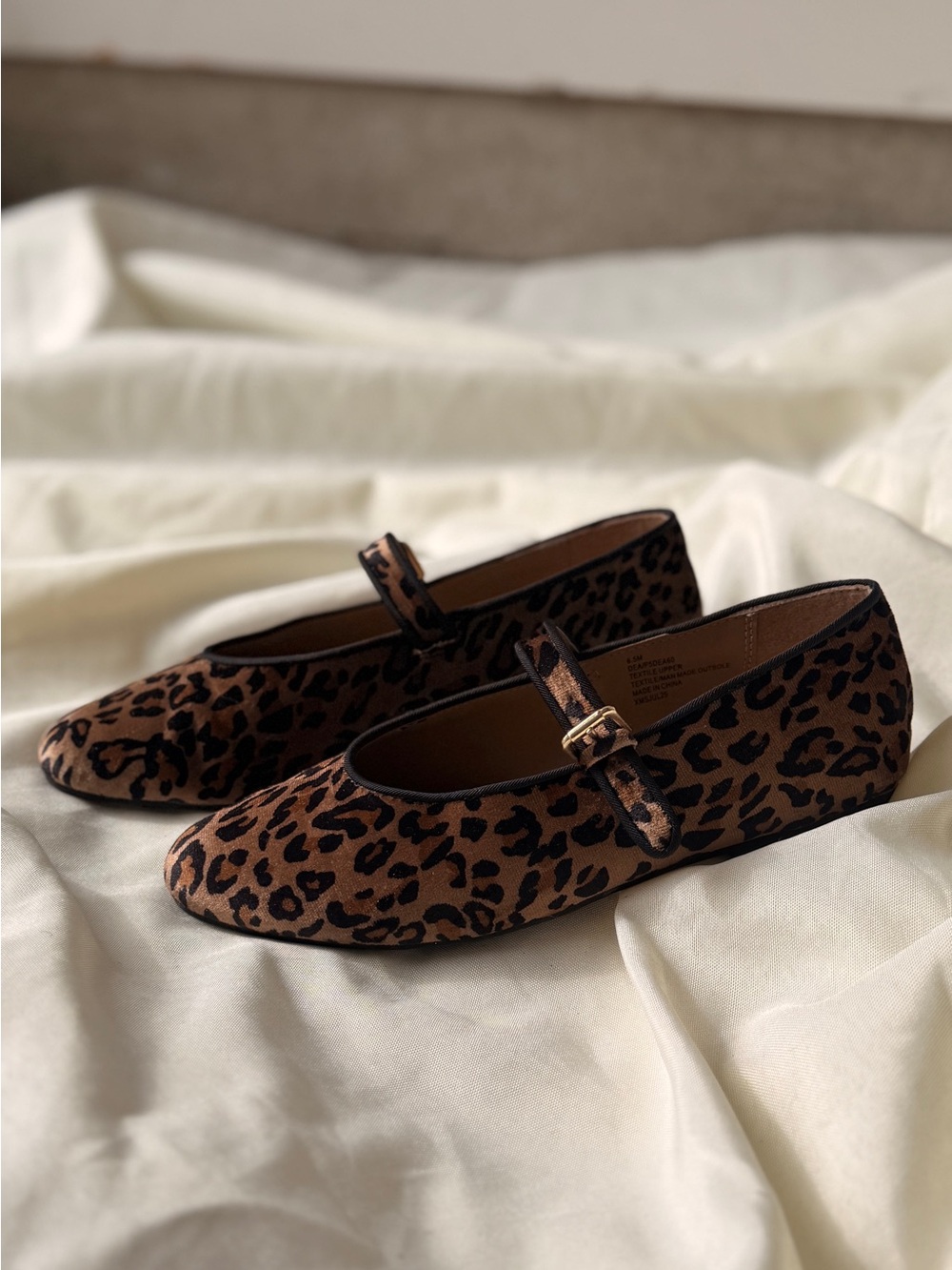 Joie Leopard-Print Mary Jane Flats in Brown and Black